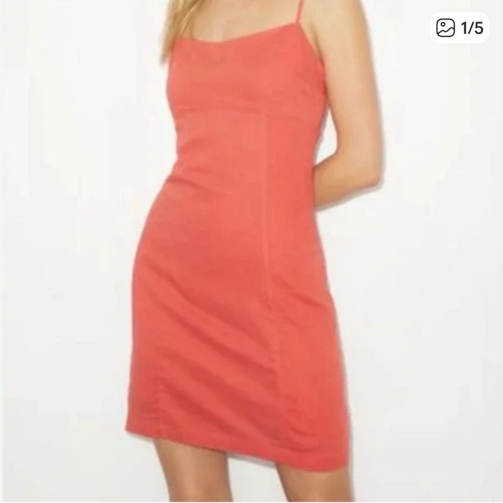Dynamite Coral Mini Dress with Spaghetti Straps